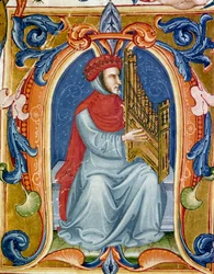 Ritratto di Francesco Landini che suona l
