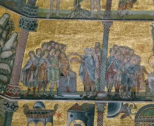 Giuseppe in Egitto: i fratelli vendono Giuseppe (mosaico)
