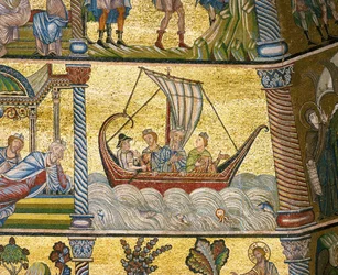 I tre Magi in partenza attraverso i mari (mosaico)