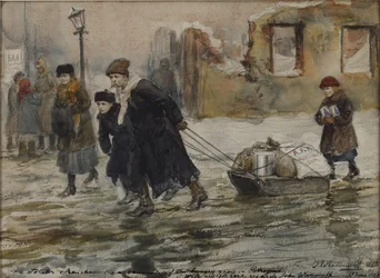 Trasporto di cibo su una slitta, 1923