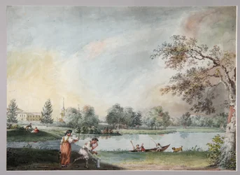 Gli stagni davanti alla tenuta urbana del Conte Alexei Kirillovich Razumovsky a Mosca, primi 1800