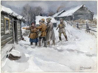 Prima della perquisizione e del sequestro (dalla serie di acquerelli Rivoluzione russa)