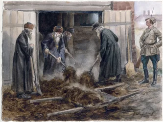 Il clero russo spalando il fieno (dalla serie di acquerelli Rivoluzione russa)