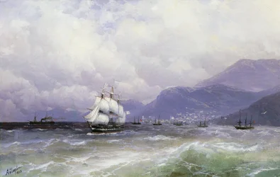 Paesaggio Costiero con Navi al Largo di Trebisonda, 1888