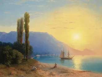 Tramonto su Yalta in Crimea
