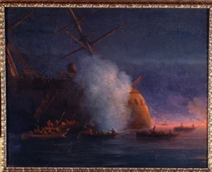 Guerra russo-turca del 1877-1878: attacco delle imbarcazioni russe a vela alla corazzata turca Assari Shevket nel Mar Nero, il 12 agosto 1877