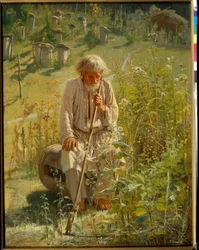 Apicoltore - Pittura di Ivan Nikolayevich Kramskoi, olio su tela