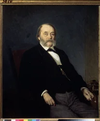 Ritratto dello scrittore Ivan Goncharov (1812-1891). Dipinto di Ivan Nikolayevich Kramskoi (1837-1887), olio su tela