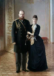 Ritratto dello zar russo Alessandro III (1845-1895) con sua moglie Maria Fedorovna