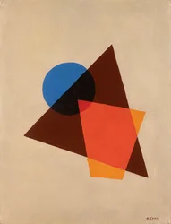 Composizione con rosso trasparente, marrone e blu, 1920