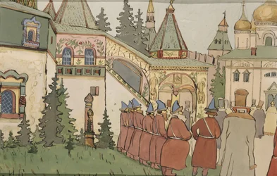 Illustrazione per la fiaba La Piuma di Finist il Falco, primi 1900s