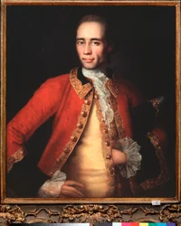 Ritratto dello scrittore e traduttore Matvei Begichev. Dipinto di Ivan Yakovlevich Vishnyakov (1699-1761), olio su tela