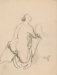 Donna nuda in piedi, vista da dietro