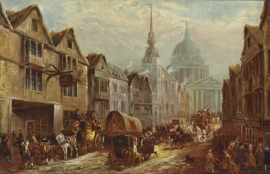 Ingresso al cortile della locanda La Belle Sauvage, Ludgate Hill, Londra