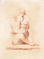Un piccolo ragazzo seduto