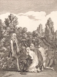 Niels Klim onorato dai Qvamiti che gli portano doni e si inginocchiano davanti a lui