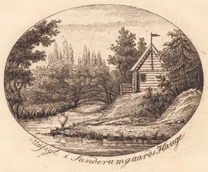 Vignetta. Vista nel giardino di Sanderumgaard