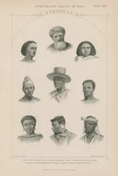 Nove volti di persone etiopi