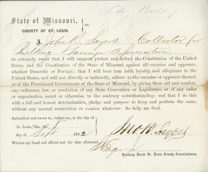 Giuramento di fedeltà di John R. Sayers del Missouri, Contea di St. Louis