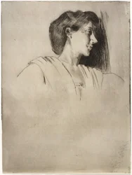 Studio di una testa di donna di profilo