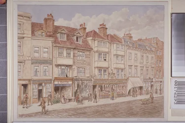 Vista dei numeri 140-156 sul lato ovest di Borough High Street, 1888