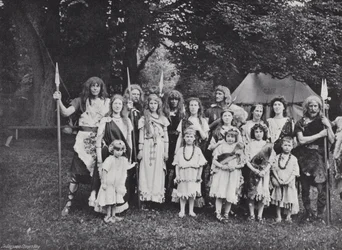 Il corteo di Sherborne, un capo inglese, tribù e famiglie