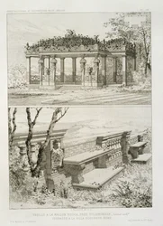 Pergola di La Maison Rouge vicino a Villemomble, progettata da Cordier, e terrazza della Villa Borghese, Roma, c.1880