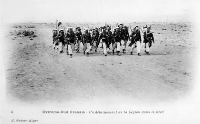 Un distaccamento della Legione straniera francese nel deserto del Sahara, Algeria, ca. 1905