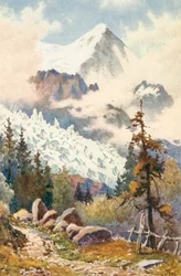 I Ghiacciai dei Bossons, Chamonix, JHL (litografia a colori)