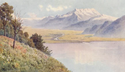 La Valle del Rodano da Mont Pelerin (litografia a colori)