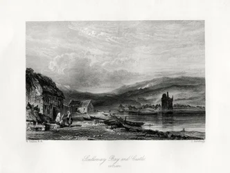Baia e castello di Scalloway, Zetland, XIX secolo
