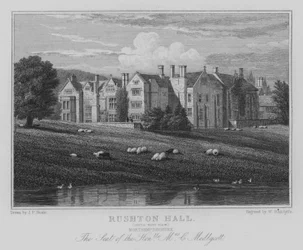 Rushton Hall, vista sud-ovest, Northamptonshire, la sede dell
