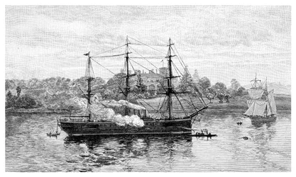 Government House e HMS Nelson, Sydney, Nuovo Galles del Sud, Australia, 1886