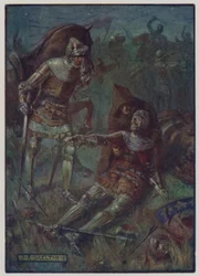 Morte di James, 2° conte di Douglas, combattendo gli inglesi nella battaglia di Otterburn, 1388