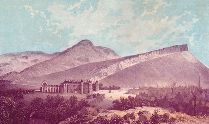 Palazzo di Holyrood e Arthur Seat, c1880