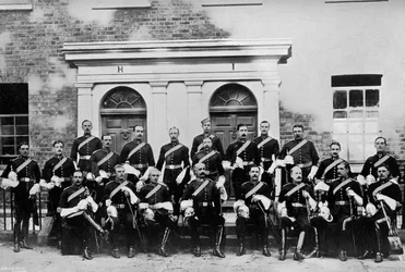 Gli ufficiali del 1º Royal Dragoons, Island Bridge Barracks, Dublino, Irlanda