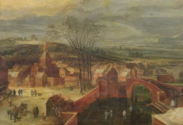 Paesaggio con pattinatori