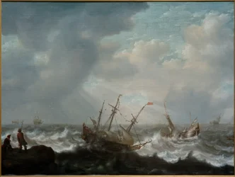 Veliero e altre navi in mare tempestoso