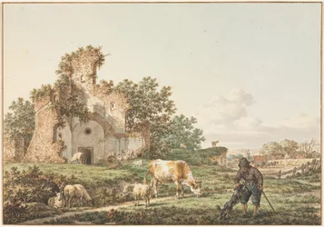 Paesaggio pastorale con una rovina