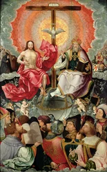 Pannello centrale del trittico con adorazione della Trinità