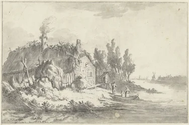 Casa colonica in rovina vicino a un fiume
