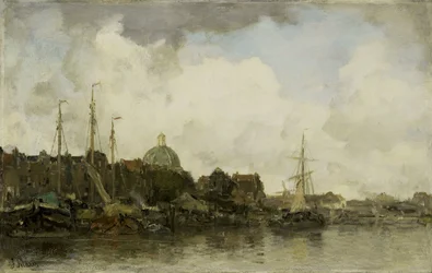 Paesaggio urbano con chiesa a cupola