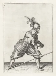 Soldato con lancia che estrae la spada, c.1600