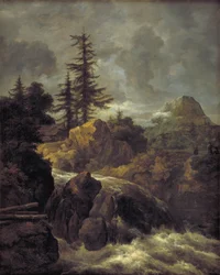 Paesaggio con Cascata e Capanna
