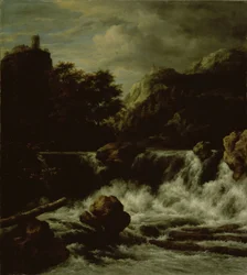 Paesaggio montuoso con cascata