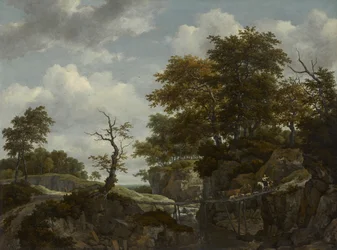 Paesaggio con ponte, bestiame e figure, c.1660