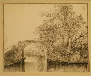Paesaggio con un ponte di pietra