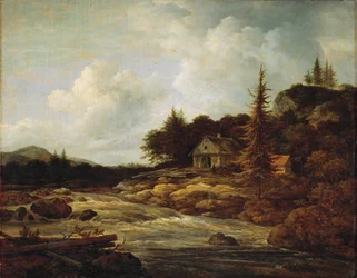 "Paesaggio con montagna-fiume" (dipinto su tela)