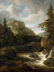 Paesaggio montano con cascata