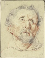Vecchio visto di fronte, con lo sguardo rivolto in alto